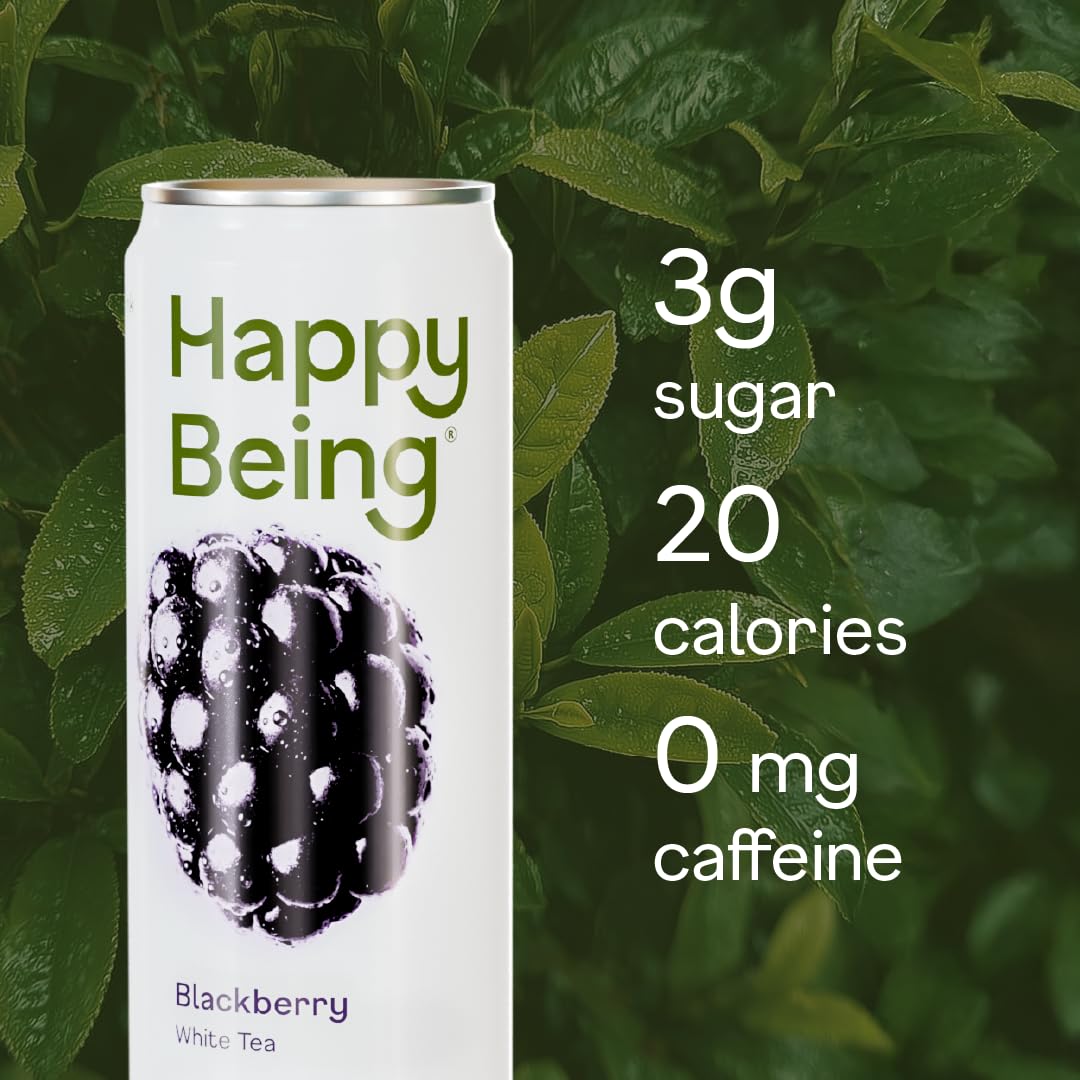 Happy Being Blackberry White Tea tea bag in cup ready for caffeine-free sip.