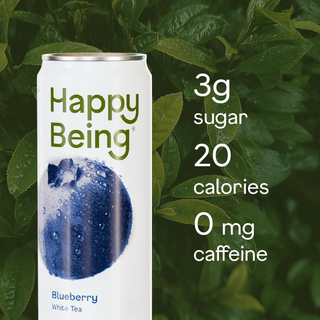Happy Being Blueberry White Tea leaves close-up highlighting blueberries and white tea base.