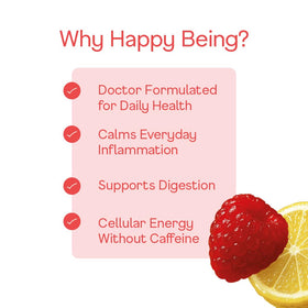 Close-up of fruity infusion notes raspberry and lemon in Happy Being tea