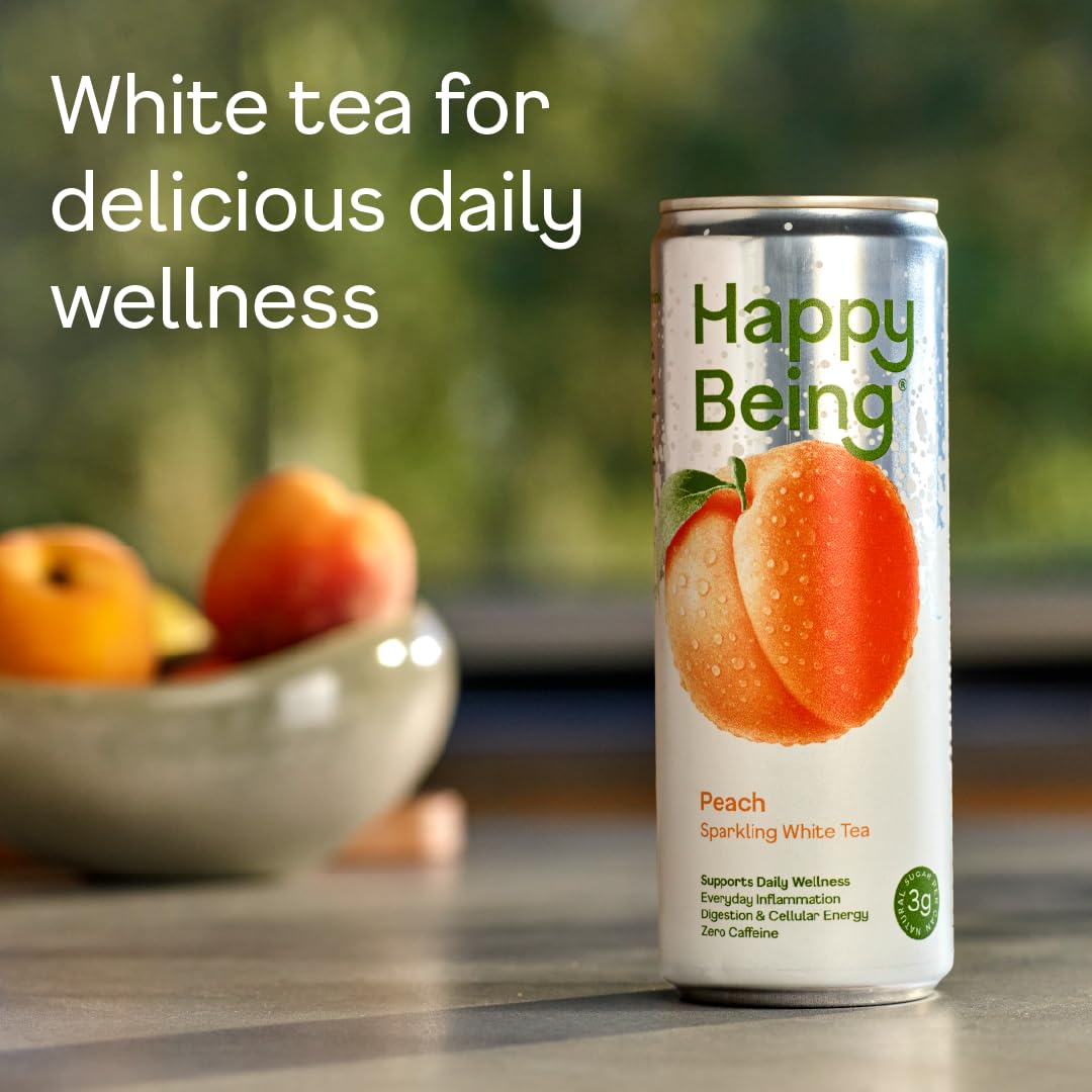 Happy Being turmeric and elderberry ingredients showcased for a bold, wellness-forward profile.