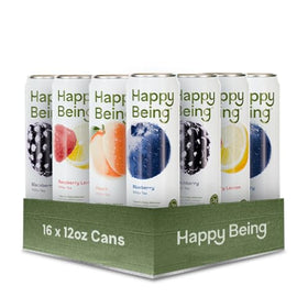 Happy Being White Tea Variety Pack Blueberry bottle shows refreshing flavor and natural vitality