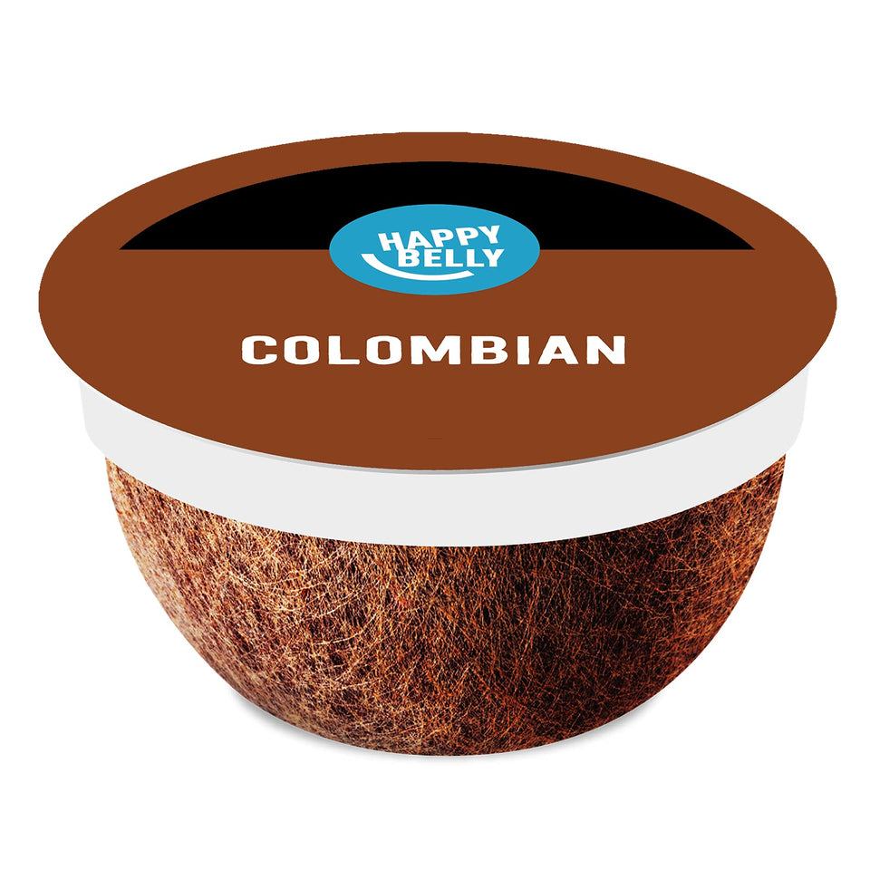 Happy Belly Colombian coffee pods box ready for single-serve use