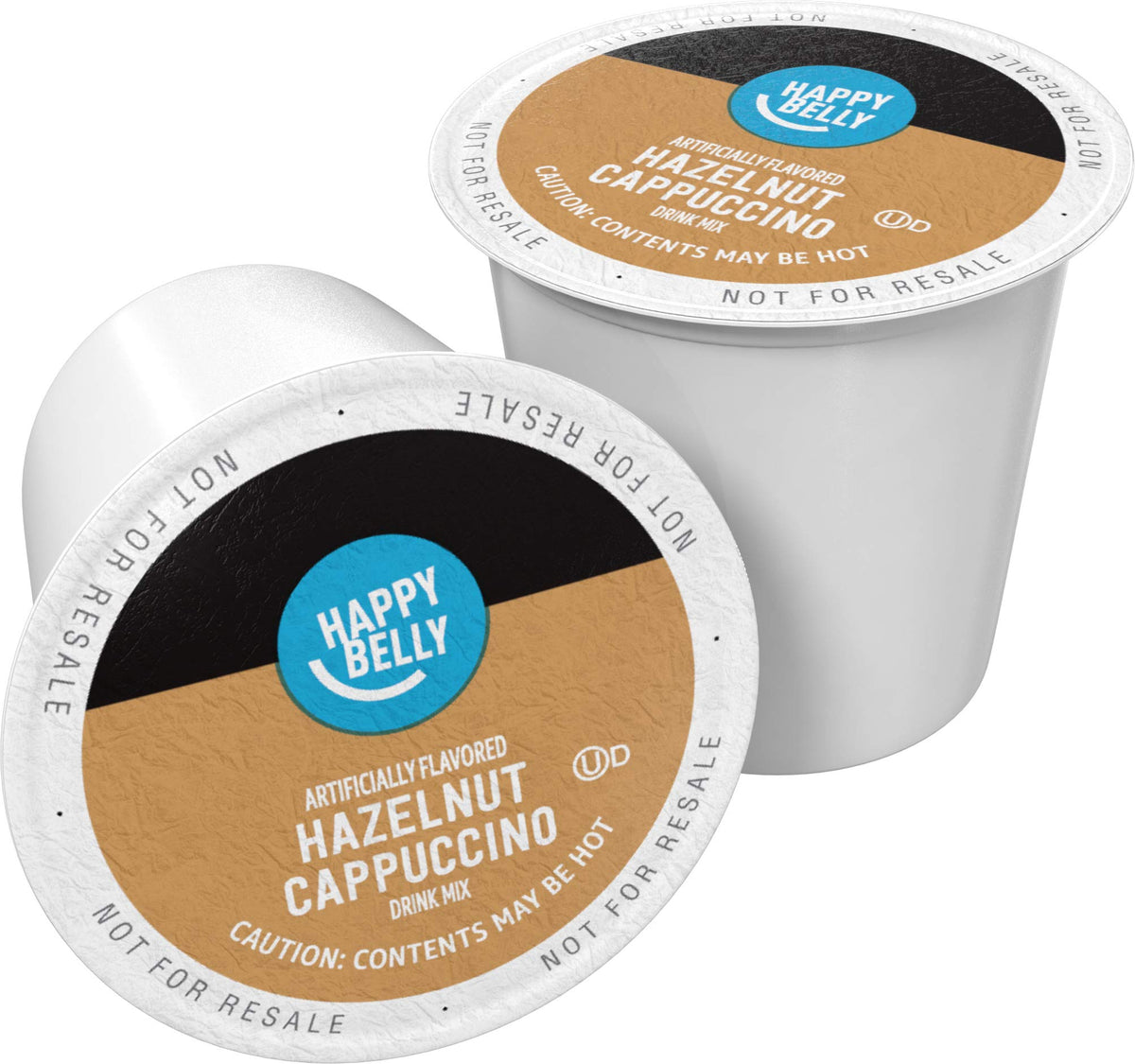 Cup of Happy Belly hazelnut cappuccino ready to enjoy at home.