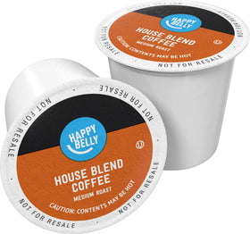 Happy Belly House Blend pods packaging for quick, mess-free coffee.