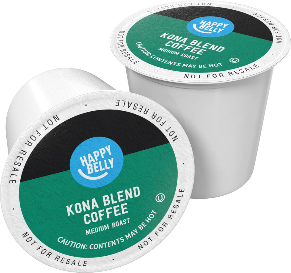 Happy Belly Kona Blend pods front view for balanced flavor and aroma