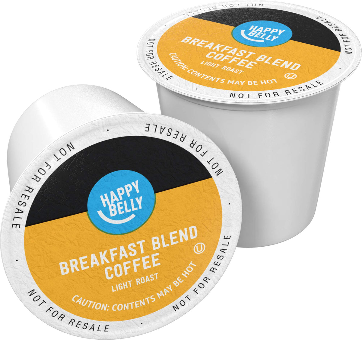 Happy Belly light roast pods packaging for convenient, mess-free mornings.