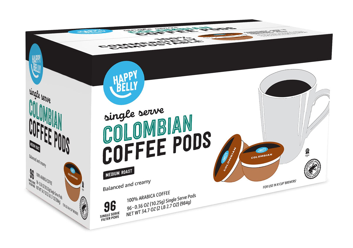 Happy Belly medium roast aroma steams from cup