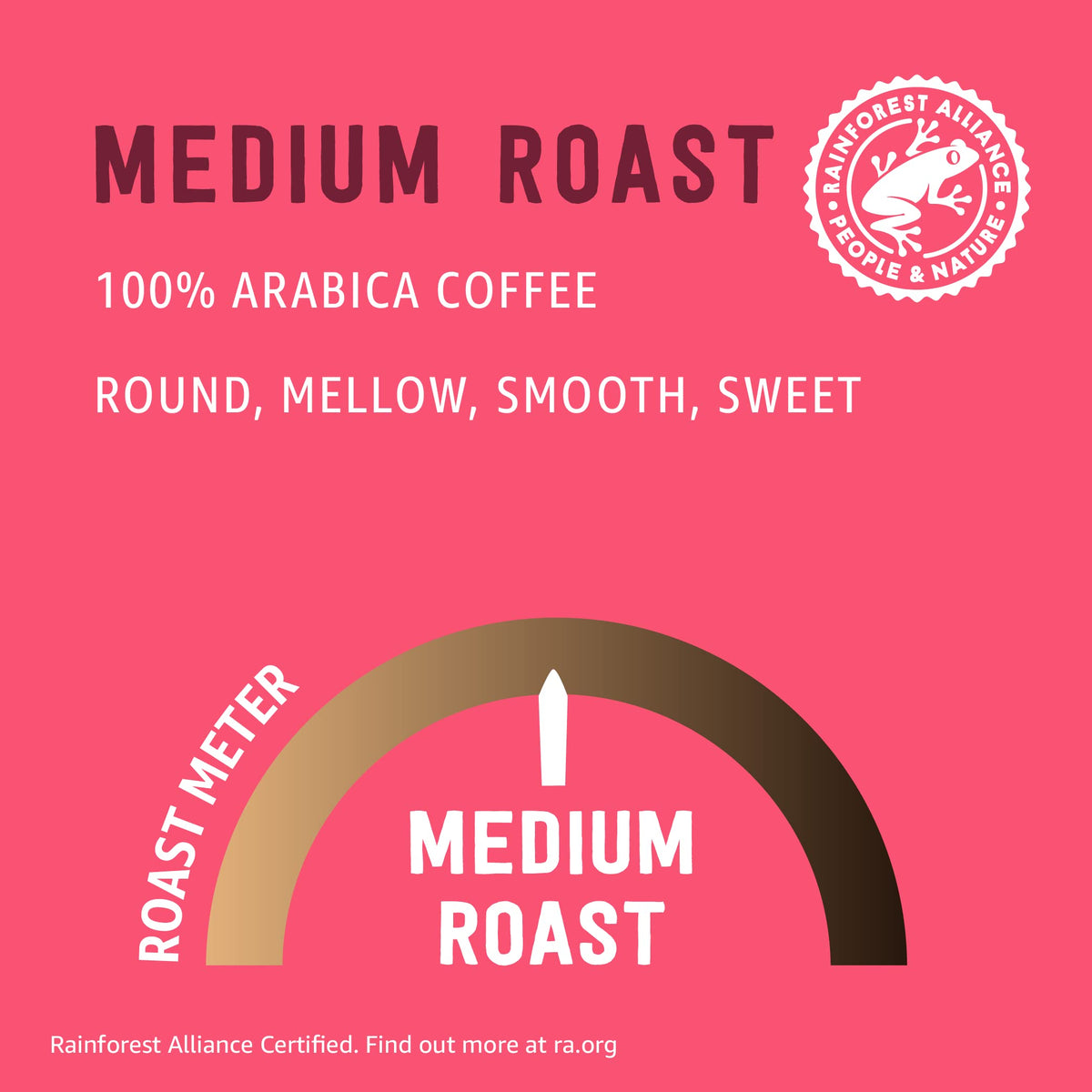 Happy Belly medium roast closeup highlights smooth flavor and warm aroma.