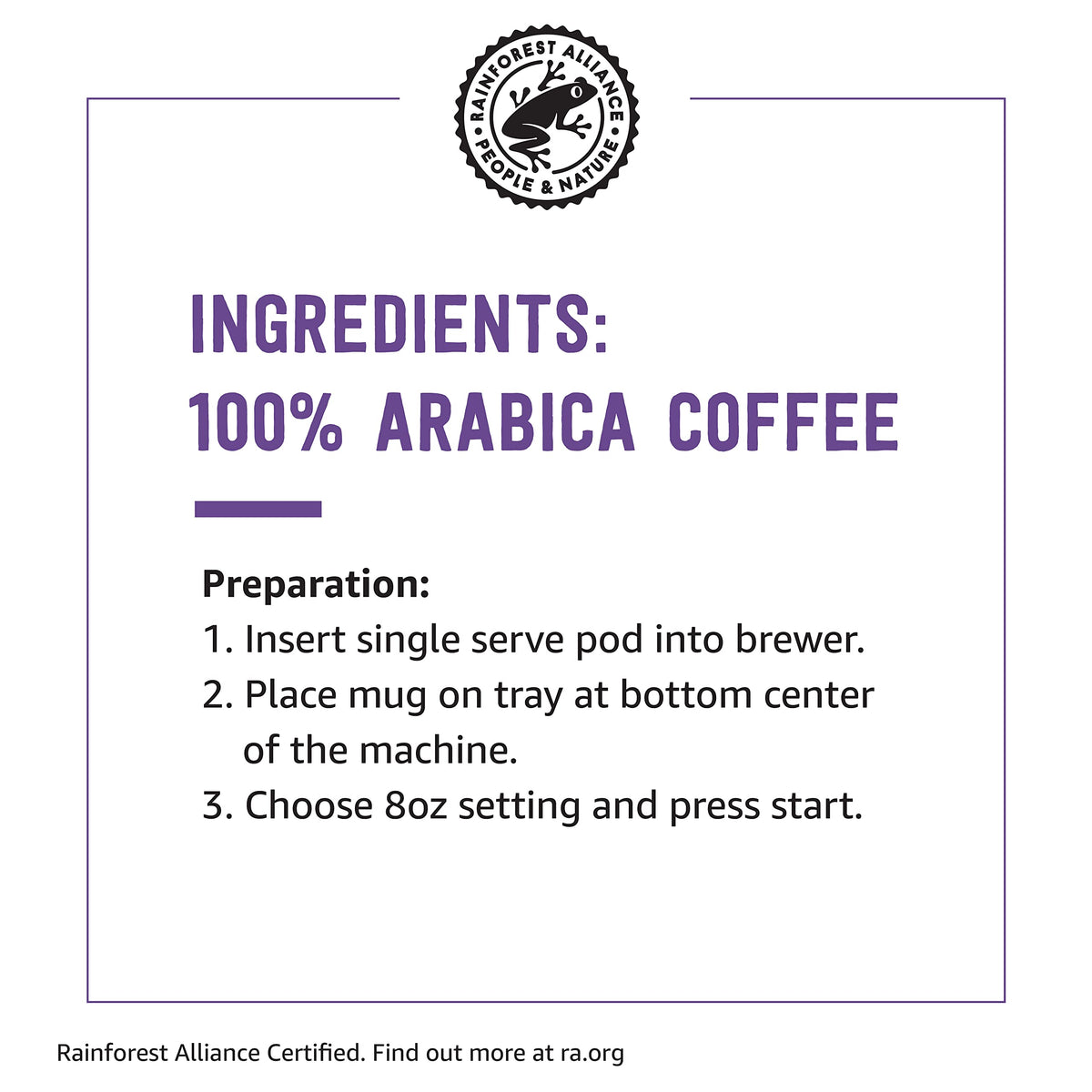 Happy Belly Rainforest Alliance-certified emblem on packaging