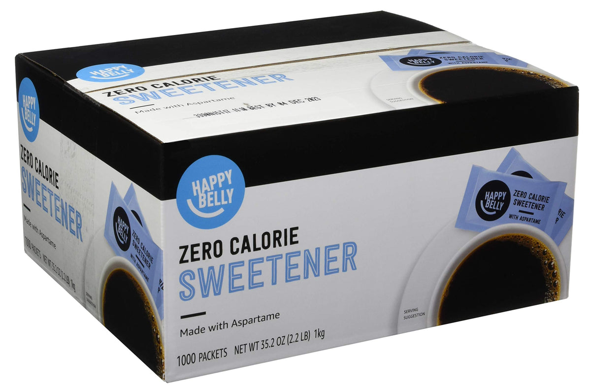 Happy Belly zero calorie blue sweetener packets for sugar-free beverages