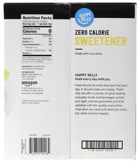 Happy Belly yellow sucralose packets ideal for coffee and tea on the go.