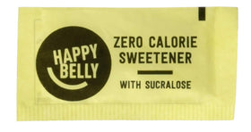 Happy Belly yellow sucralose packets maintain flavor without added sugar.