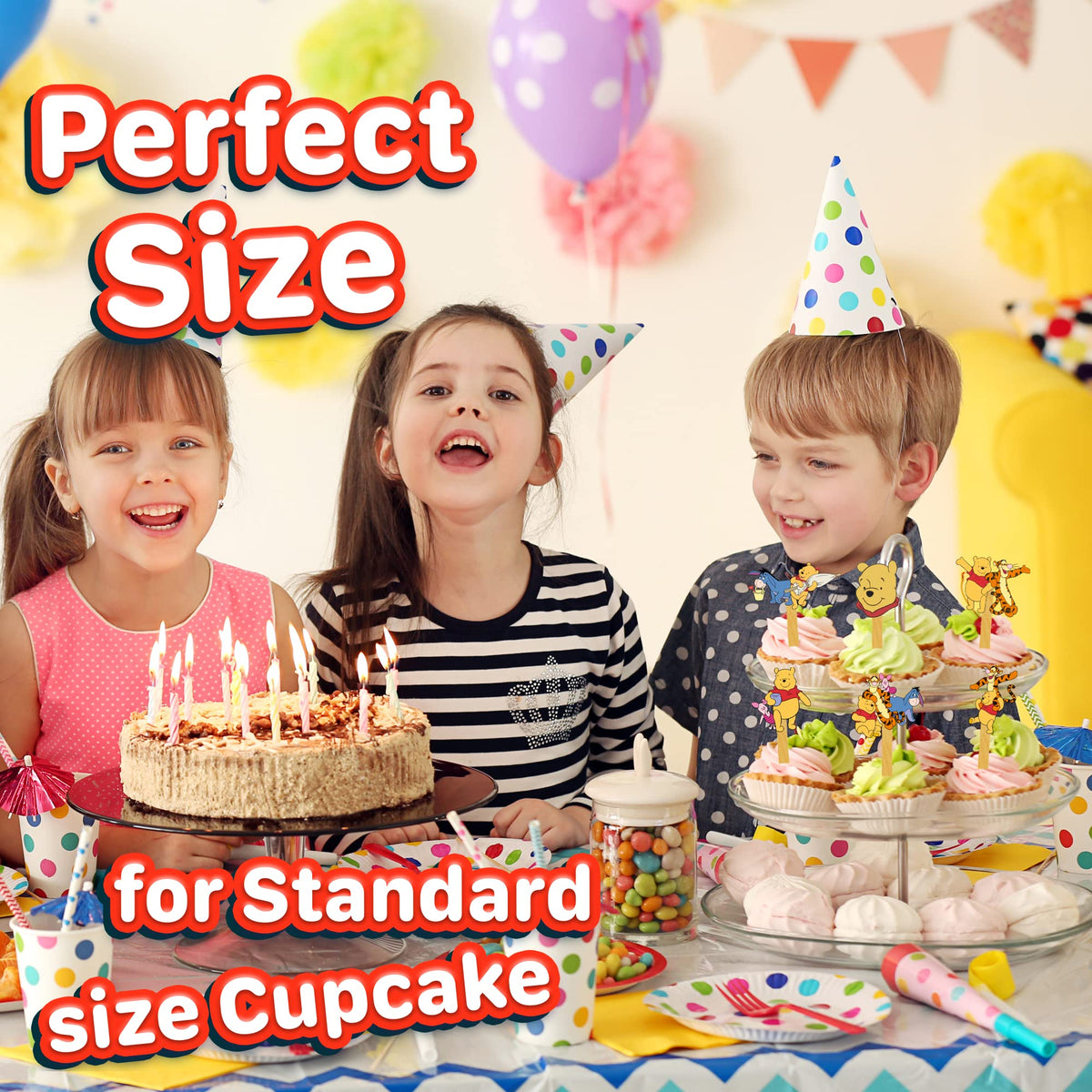 Happy Choices birthday cake toppers featuring honey bear design.