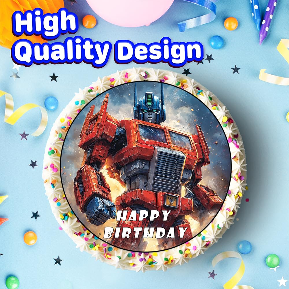 Happy Choices birthday toppers in robot hero theme enhance cakes with edible detail.