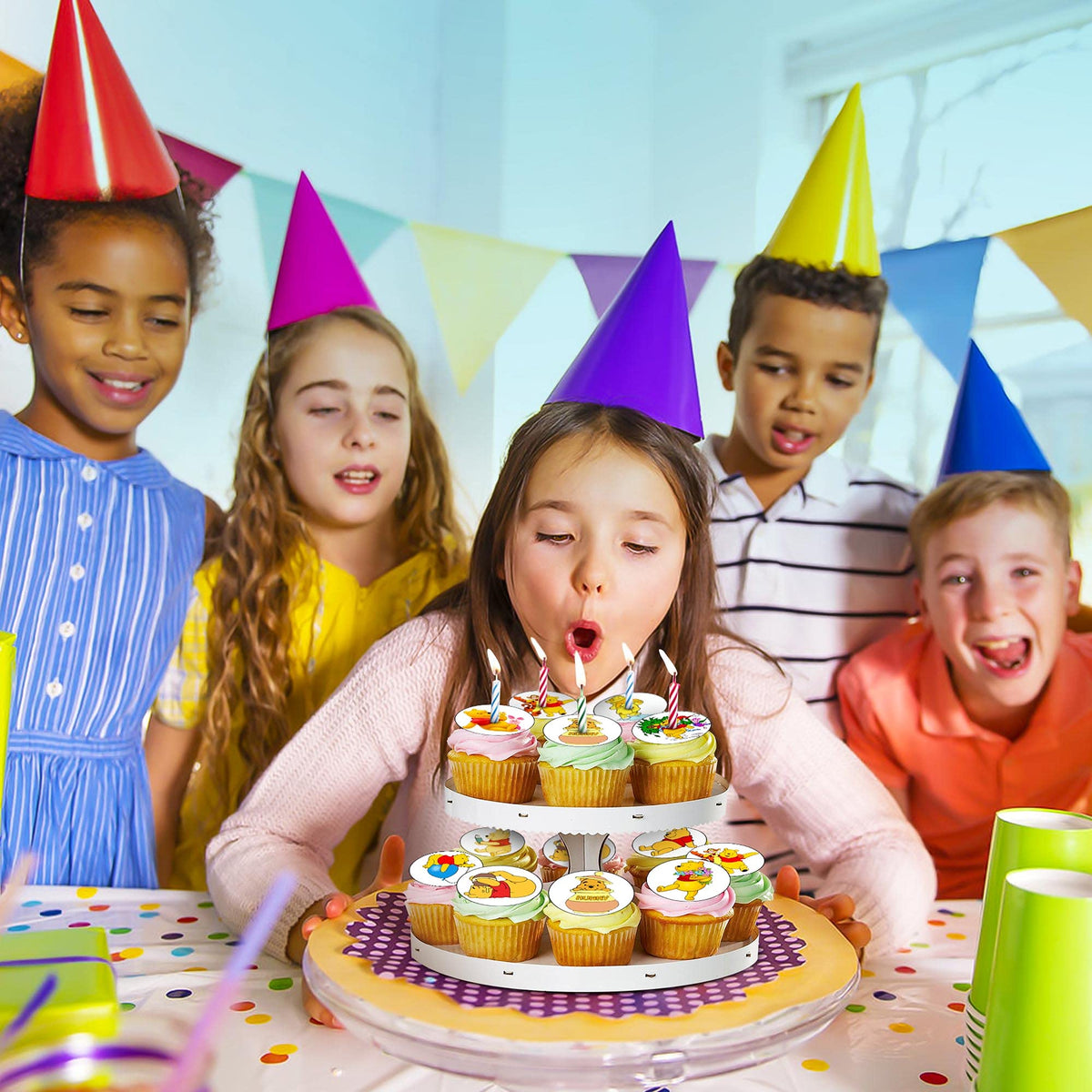 Happy Choices Honey Bear topper; 100% satisfaction warranty for celebrations.