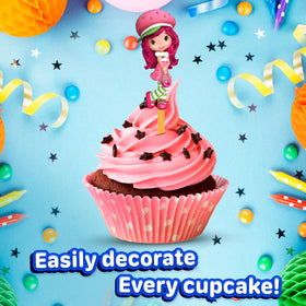 Happy Choices pink birthday cupcake decorations provide quick, sturdy embellishments