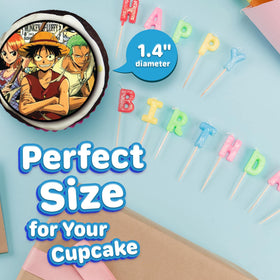 Happy Choices ship wheel topper on edible sheet creates dramatic cake accents.