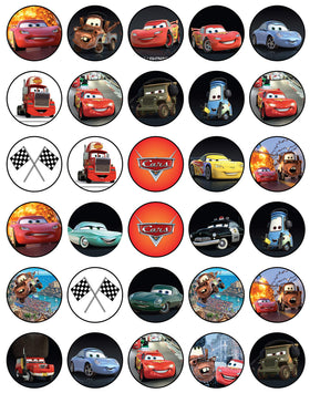 Happy Choices racing cars topper on wafer for quick birthday cupcake decoration