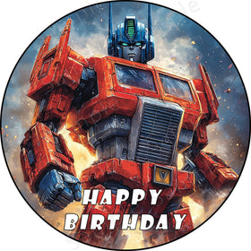 Happy Choices robot hero adventure topper on cake for quick birthday decorating.