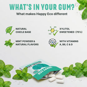 HAPPY ECO Xylitol gum spearmint flavor close-up