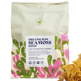 Happy Fox Sea Moss Raw Gold 8oz bag ready for gel prep and easy daily use.