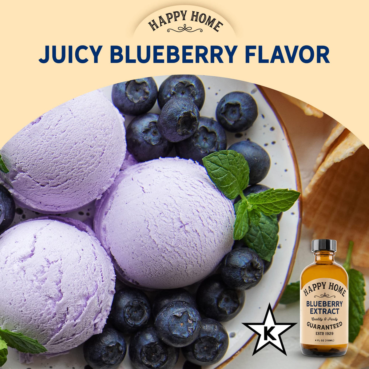Happy Home blueberry flavor frosting enhances desserts with natural blueberry note