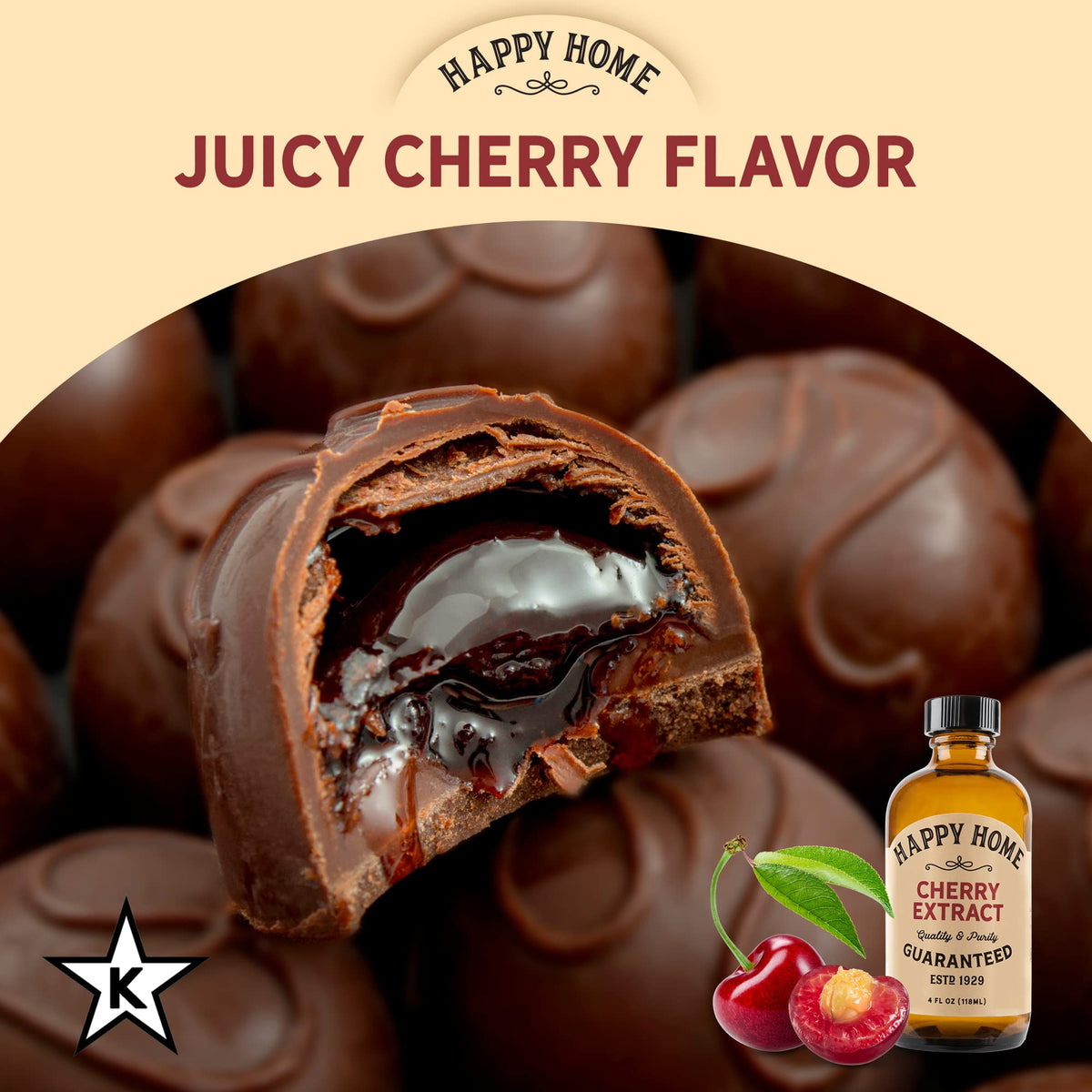 Happy Home Cherry Flavor for baking cakes and cookies.
