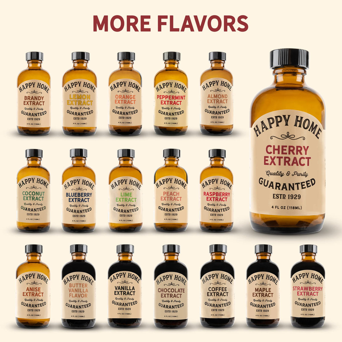 Happy Home Cherry Flavor featured in desserts and pies.
