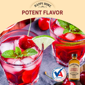 Happy Home Natural Cherry Flavor pouring action for quick flavor boosts.