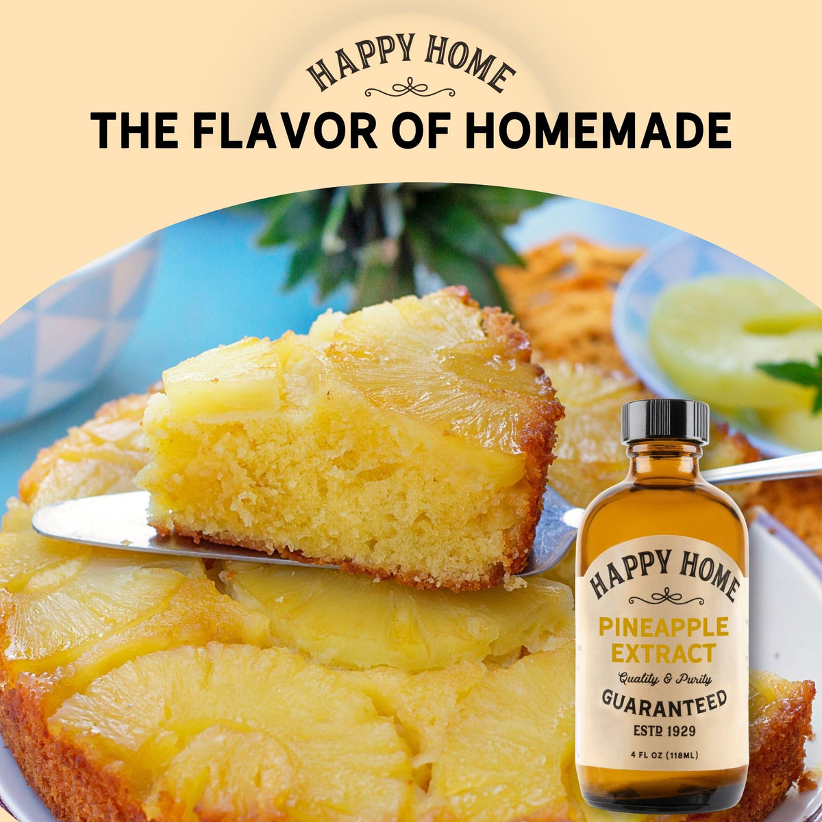 Happy Home Pineapple Extract being poured, ideal for cocktails and smoothies