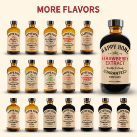 Happy Home strawberry flavor ice-cream-topping adds natural fruit brightness.