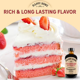 Happy Home strawberry flavor made in USA highlights quality and freshness.