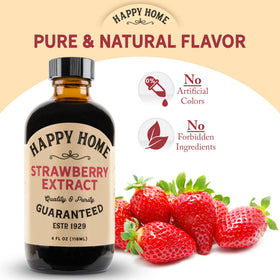 Happy Home strawberry flavor pour captures versatile use in desserts and sauces.