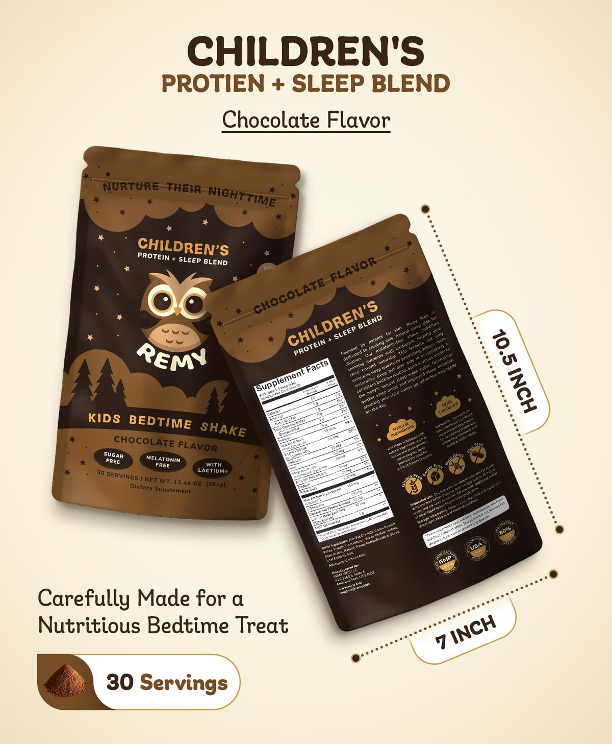 Happy Owl Remy with herbal extracts like chamomile and lemon balm at bedtime.