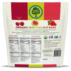 Happy Village Mini Tart Cherry Bar close-up showcasing natural fruit and fiber