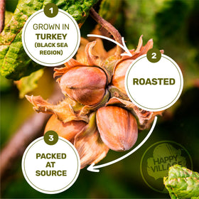 Happy Village unsalted hazelnuts let you control flavor in recipes and baking.