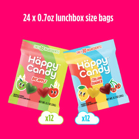 Häppy Candy 70-percent-less-sugar close-up emphasizing a clean label option for smarter snacking