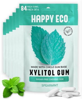HAPPY ECO Sugar Free gum spearmint six-pack for fresh breath