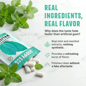 HAPPY ECO gum with xylitol and stevia for sugar-free sweetness