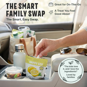 HAPPY ECO Xylitol Gum Lemon ingredients label, vegan and gluten-free