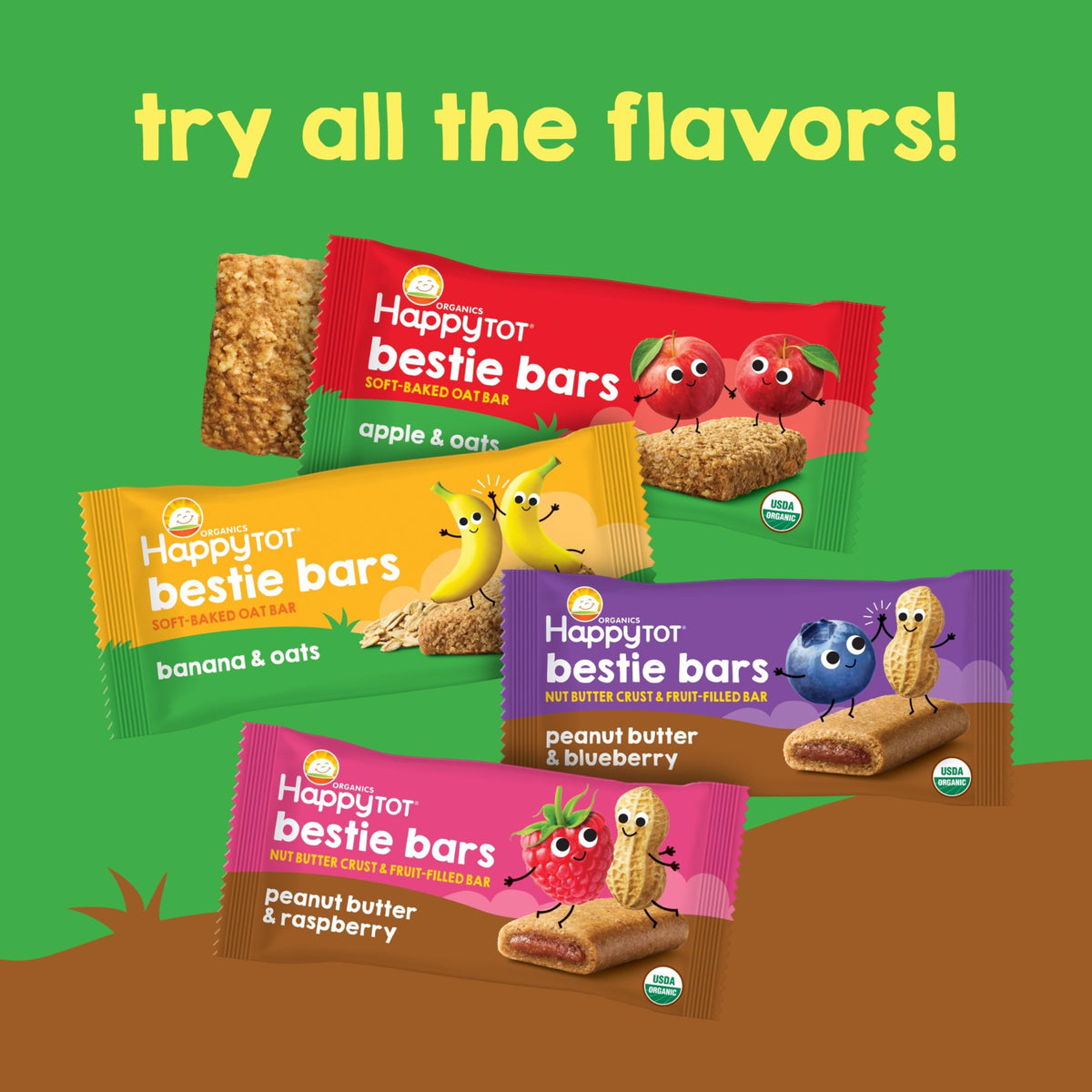 Happy Tot Bestie Bars lunchbox-ready snack for school or daycare.