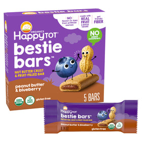 Happy Tot Bestie Bars peanut-butter-raspberry crust, kid-friendly snack with real fruit.