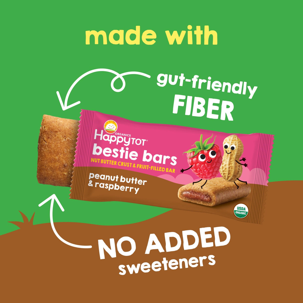 Happy Tot Bestie Bars soft-baked texture designed for little hands and easy chewing.