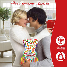 Fat-free Happy Yummies gummies in resealable packaging for guilt-free snacking.