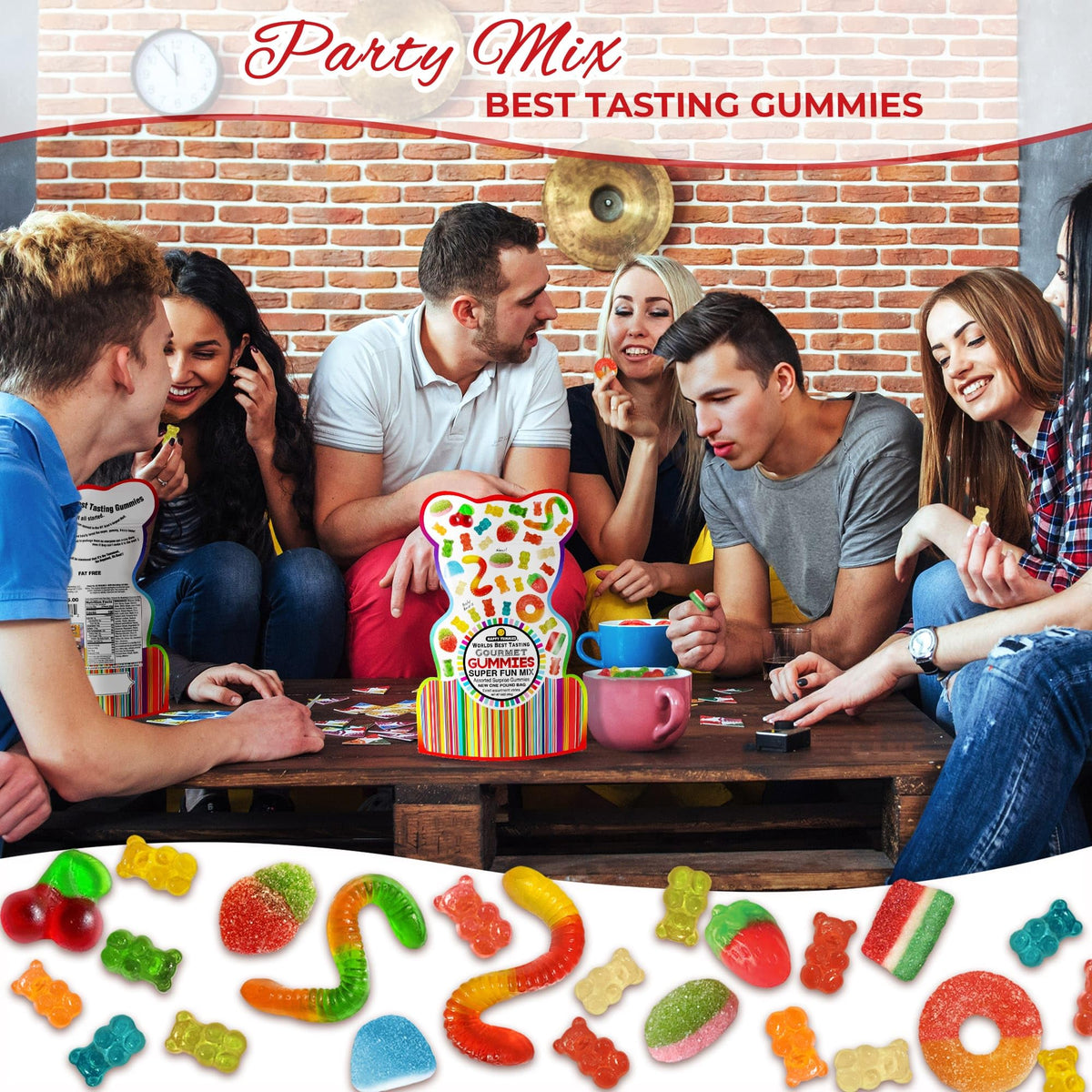 Gourmet Happy Yummies gummies in gift-ready packaging for celebrations.