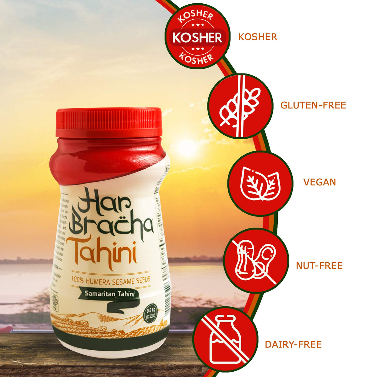 Har Bracha Tahini Paste spoon-dipping ideal for hummus and sauces