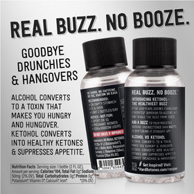 Hard Ketones Raw Ketohol concentrate label closeup highlighting Ketohol amount per dose.