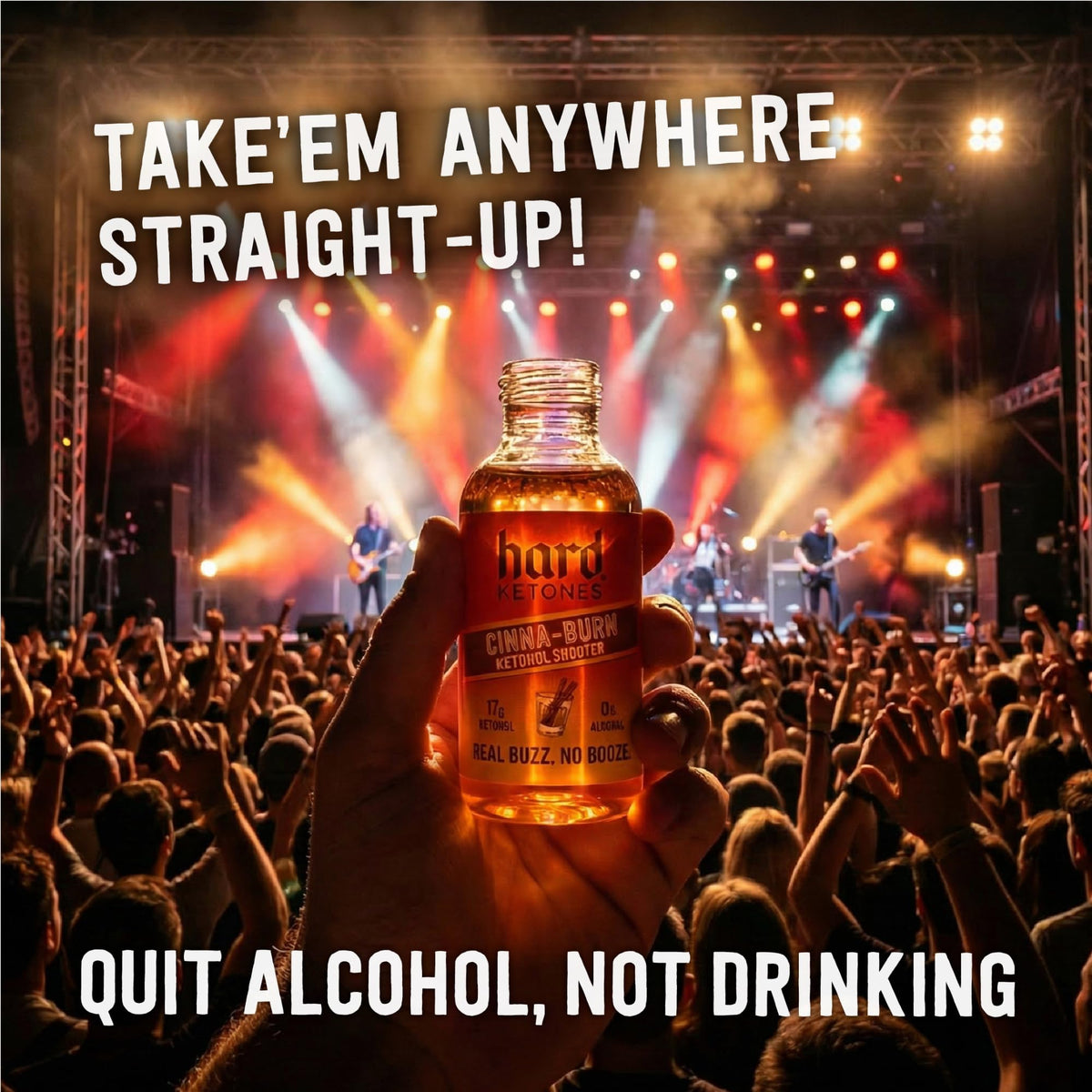 Hard Ketones Straight-Up Cinna-Burn hands holding bottle, ready-to-drink travel essential.