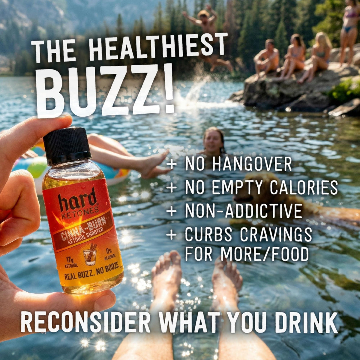 Hard Ketones Straight-Up Cinna-Burn two-oz pack, travel-friendly unwind option.