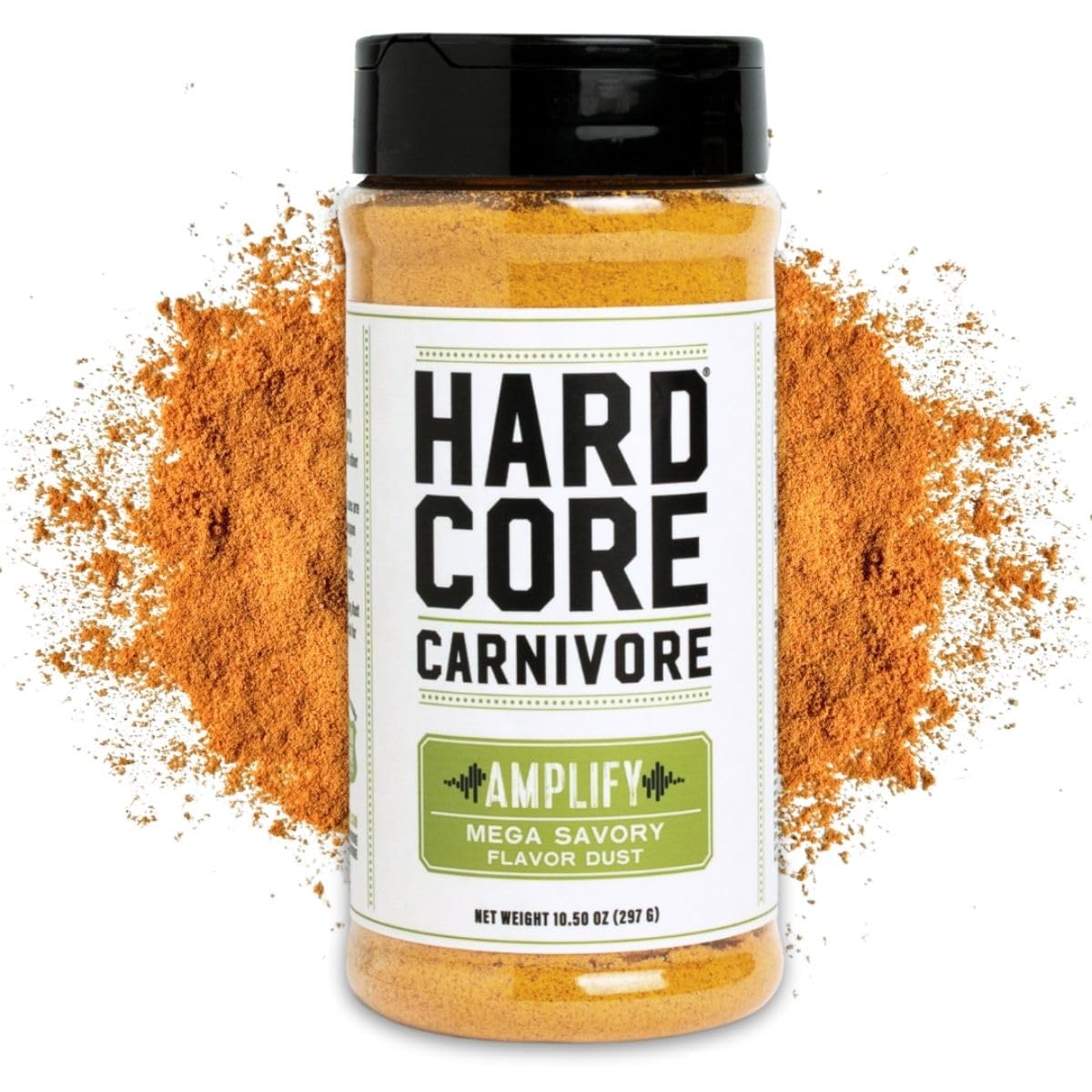 Hardcore Carnivore Amplify bottle pour showing bold umami for meats and veggies